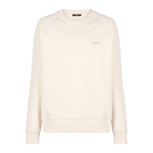 Katoenen bedrukte logo-sweatshirt Balmain , Beige , Heren