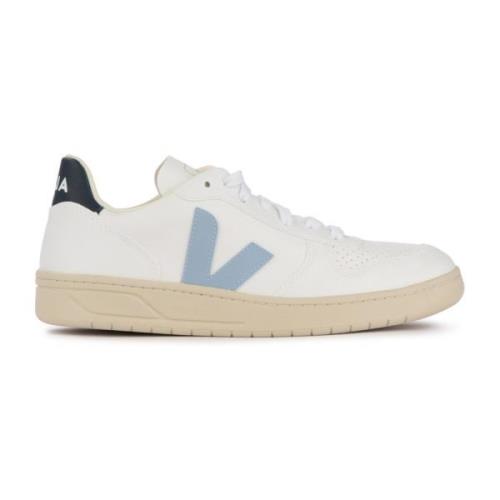 Witte en Blauwe Vegan Leren Sneaker V-10 CWL Veja , White , Heren