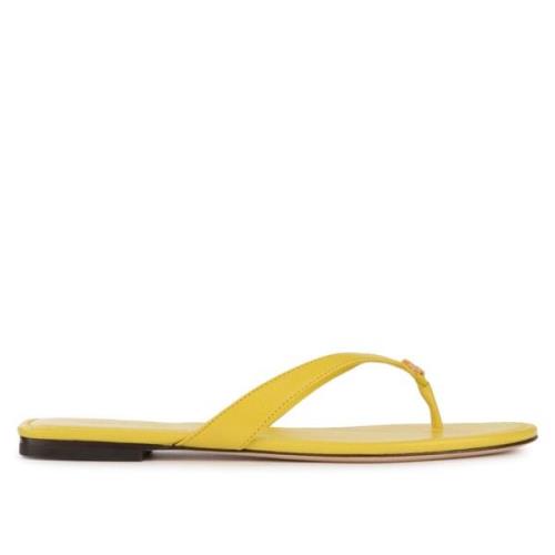Klassieke gele leren slippers Tory Burch , Yellow , Dames