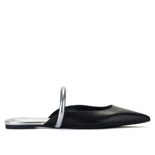 Zwarte en Zilveren Leren Slipper Jessa Michael Kors , Black , Dames