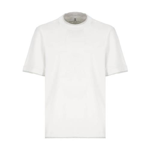 Witte Katoenen T-shirt voor Mannen Brunello Cucinelli , White , Heren
