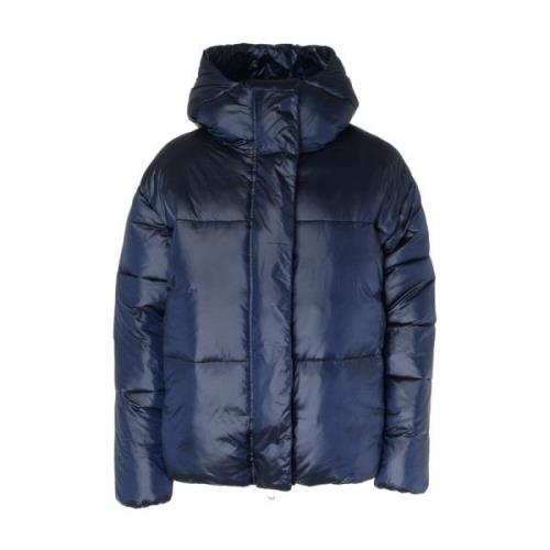 Blauw en Zwart Aimie Gerecyclede Nylon Puffer Jas Save The Duck , Blue...