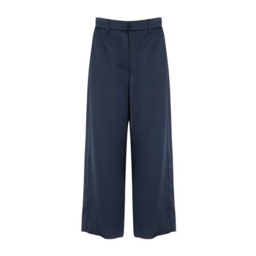 Blauwe Monza Wijde Broek met Korte Pijpen Max Mara , Blue , Dames