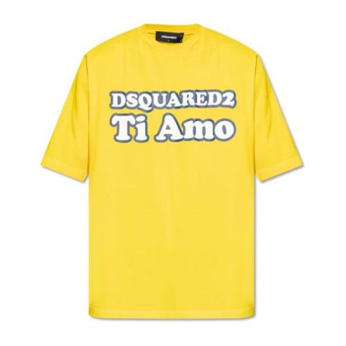 T-shirt met logo Dsquared2 , Yellow , Heren