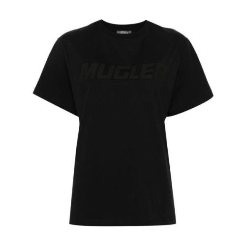 Zwarte Katoenen Jersey Top Mugler , Black , Dames