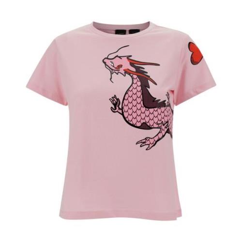 Quentin Logo T-Shirt Collectie Pinko , Pink , Dames
