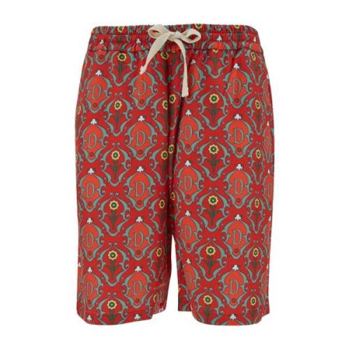 Rode Ornament Shorts Drole de Monsieur , Red , Heren