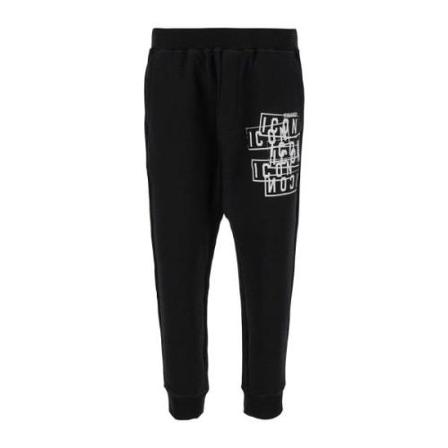 Zwarte Joggingbroek met Icon Logo Print Dsquared2 , Black , Heren