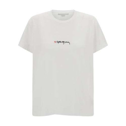 Witte T-shirt met geborduurd logo Stella McCartney , White , Dames