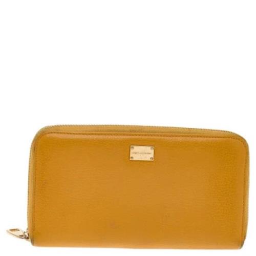 Pre-owned Leather wallets Dolce & Gabbana Pre-owned , Yellow , Dames