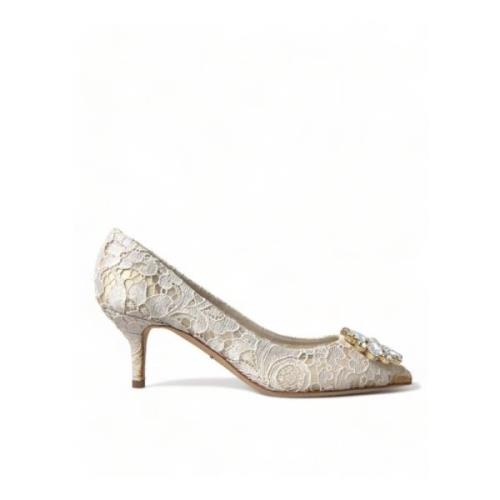 Kristalversierde Kant Hakken Dolce & Gabbana , White , Dames