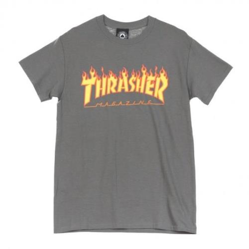 Flame T -shirt Thrasher , Gray , Heren