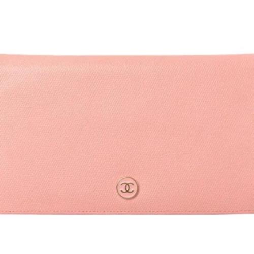 Pre-owned Leather wallets Chanel Vintage , Pink , Dames