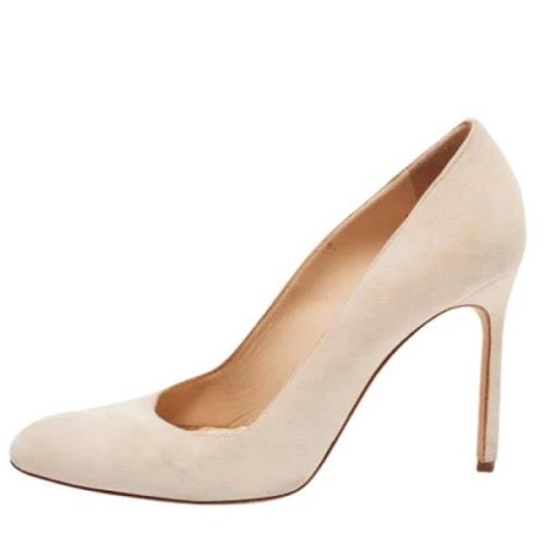 Pre-owned Suede heels Manolo Blahnik Pre-owned , Beige , Dames