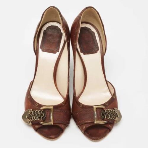 Pre-owned Leather heels Dior Vintage , Brown , Dames