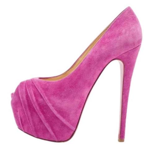 Pre-owned Suede heels Christian Louboutin Pre-owned , Pink , Dames