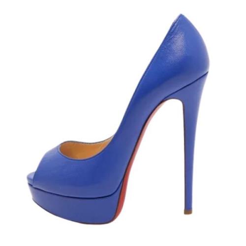 Pre-owned Leather heels Christian Louboutin Pre-owned , Blue , Dames