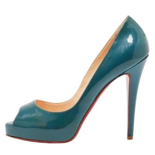 Pre-owned Leather heels Christian Louboutin Pre-owned , Blue , Dames