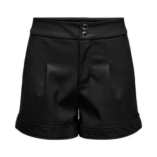 Faux Leather Bermuda Shorts Only , Black , Dames