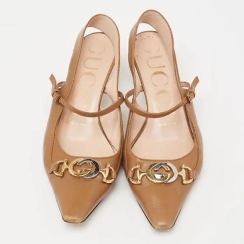 Pre-owned Leather heels Gucci Vintage , Brown , Dames