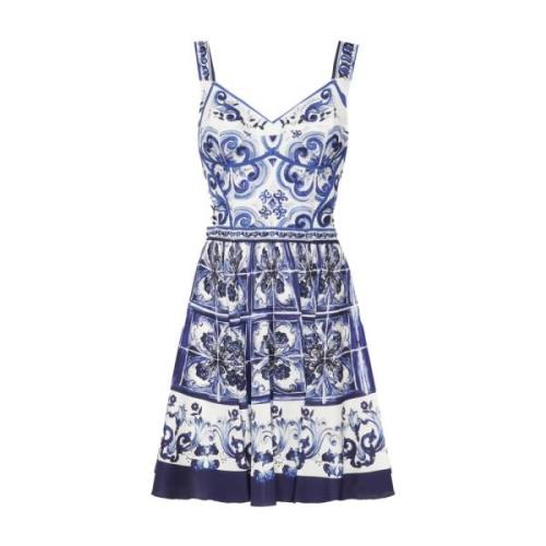 Zijden Bustierjurk met Majolica Print Dolce & Gabbana , Multicolor , D...