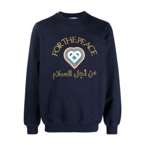 Peace Katoenen Sweatshirt Casablanca , Blue , Heren