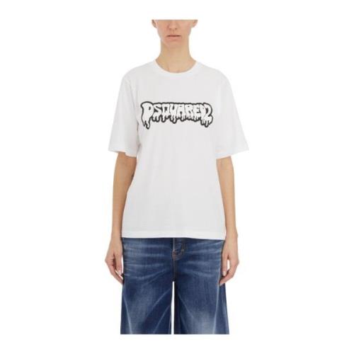 Logo Print T-Shirt Dsquared2 , White , Dames