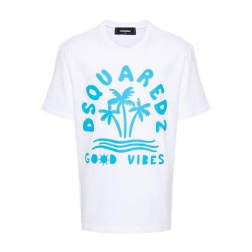 Grafische Print T-shirts en Polos Dsquared2 , White , Heren