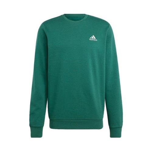 Groene Heren Sweatshirt met Logo Borduursel Adidas , Green , Heren