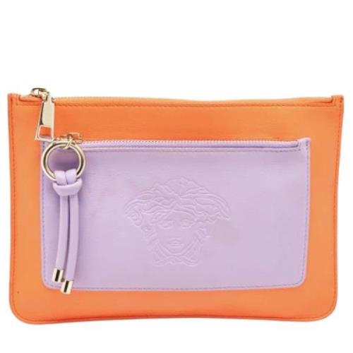 Pre-owned Leather clutches Versace Pre-owned , Orange , Dames