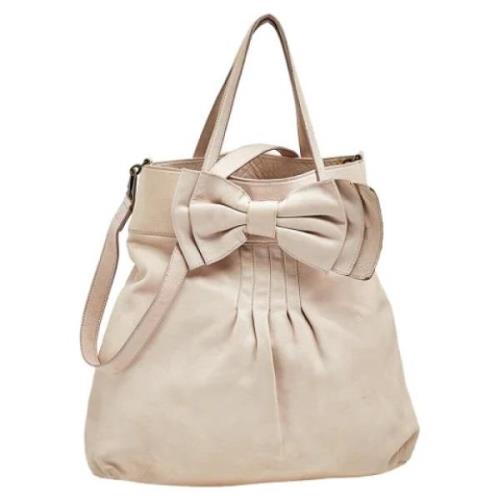 Pre-owned Leather totes Valentino Vintage , Beige , Dames