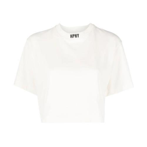 Wit Logo Cropped T-Shirt Heron Preston , White , Dames