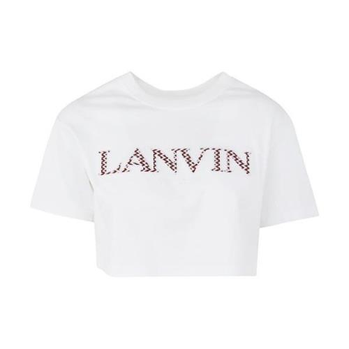 Geborduurde Crop T-Shirt Lanvin , White , Dames