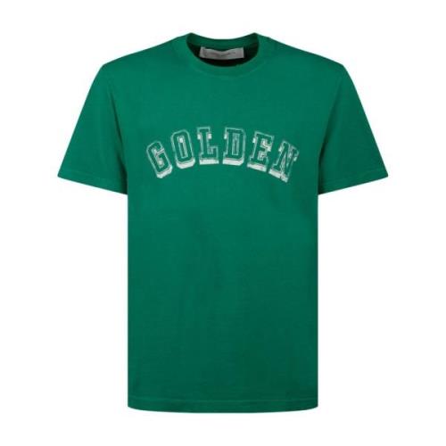 Groen Logo Print T-Shirt met Dubbele Ster Golden Goose , Green , Heren