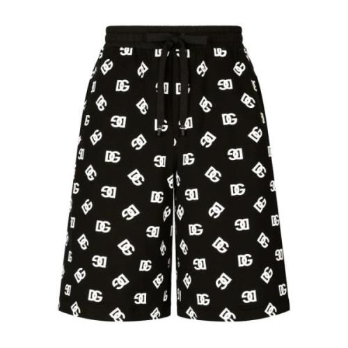 Zwarte Logo Shorts met Trekkoord in de Taille Dolce & Gabbana , Black ...