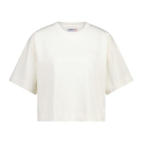 Logo Cropped T-Shirt Autry , White , Dames