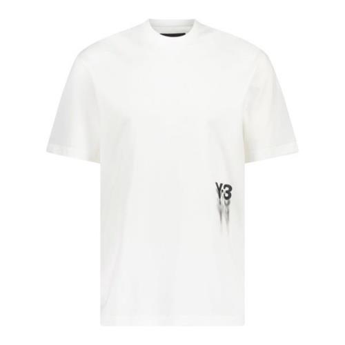 Logo Print Katoenen T-Shirt Y-3 , White , Heren