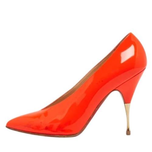 Pre-owned Leather heels Christian Louboutin Pre-owned , Orange , Dames