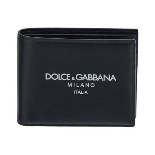 Leren Logo Portemonnee Dolce & Gabbana , Black , Heren