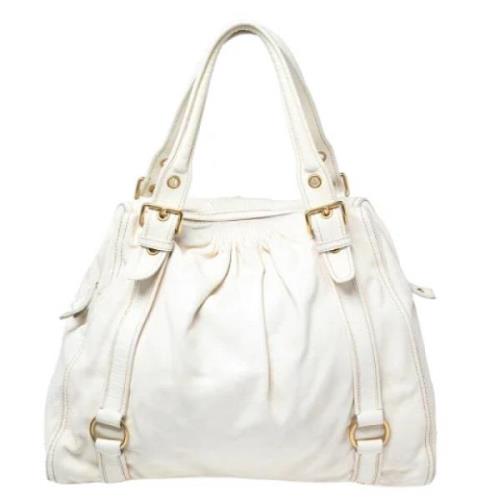 Pre-owned Leather totes Miu Miu Pre-owned , White , Dames
