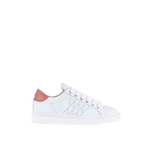 Witte Veterschoenen met Koraalkleurige Achterspoiler Panchic , White ,...