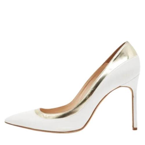 Pre-owned Leather heels Manolo Blahnik Pre-owned , White , Dames