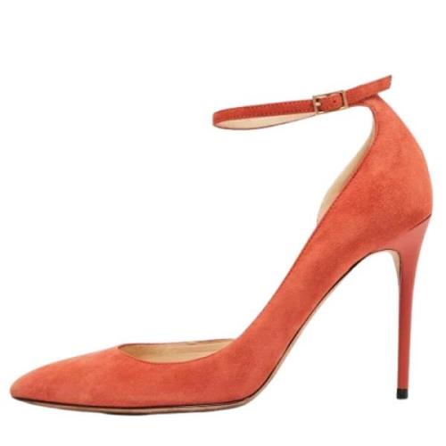 Pre-owned Suede heels Jimmy Choo Pre-owned , Orange , Dames