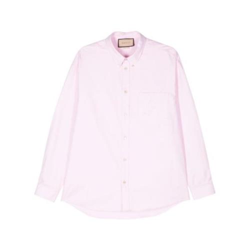 Double-G Geborduurd Katoenen Overhemd Gucci , Pink , Dames