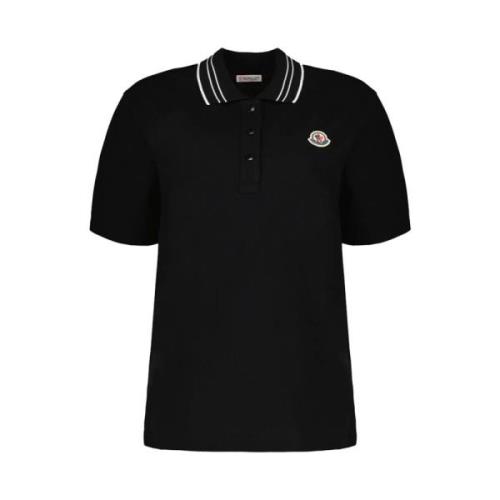 Polo T-Shirt met Relaxte Pasvorm Moncler , Black , Dames