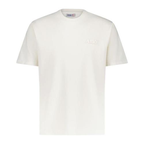 Katoenen T-Shirt met Logo Borduursel Autry , White , Heren