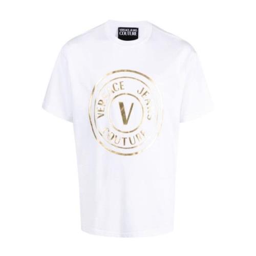 Witte T-Shirts Polos voor Heren Versace Jeans Couture , White , Heren