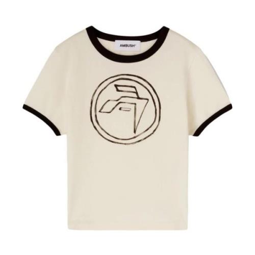 Handgetekend Embleem Baby T-shirt Ambush , Beige , Dames