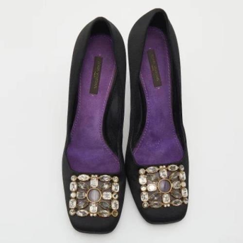 Pre-owned Satin heels Louis Vuitton Vintage , Black , Dames