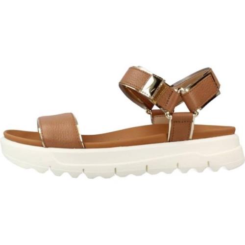 Stijlvolle platte sandalen voor vrouwen Geox , Brown , Dames